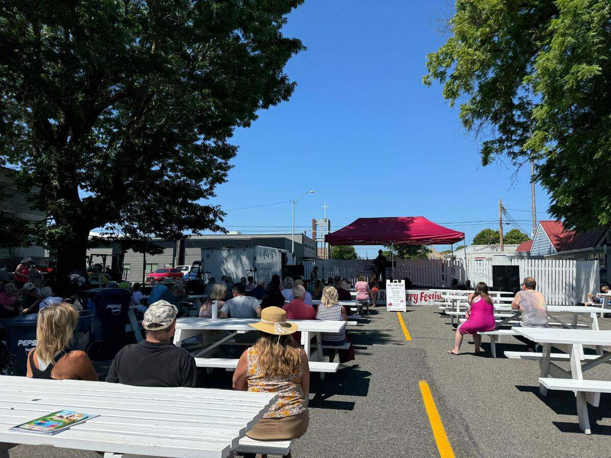 Live music at the “Razz-tastic Music and Entertainment Stage” at The Northwest Raspberry Festival in downtown Lynden, Wash. on Friday, July 19, 2024.