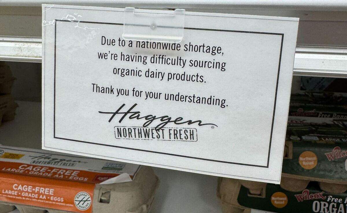 An egg shortage notice posted at Haggen in Bellingham on Jan. 2.