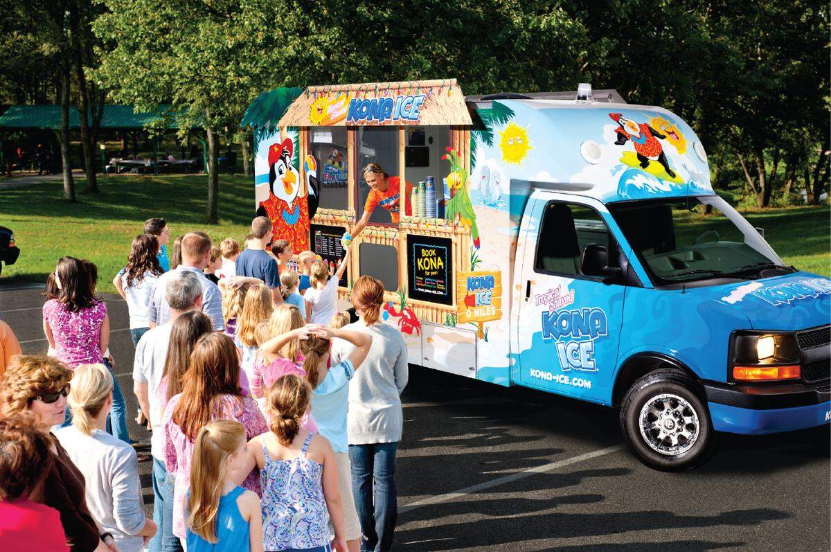 Kona will have a truck parked in the Barkley District at 2211 Rimland Drive handing out free cups of tropical shaved ice from 1-3 p.m. on Monday, April 15, 2019.