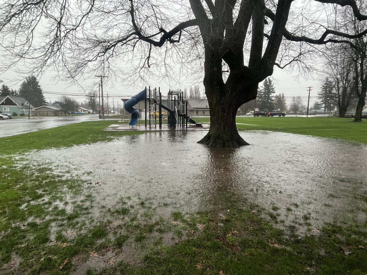 Residential flooding in Sumas, Wash., on Dec. 10, 2025.