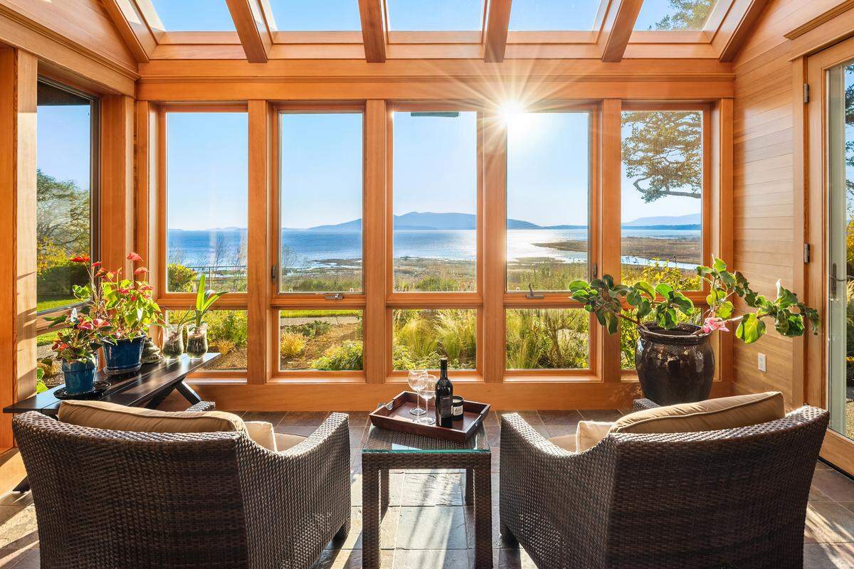The home at 1469 Island View Drive in Bellingham was for sale for $3.69 million as of Wednesday, Dec. 212. The home features full floor-to-ceiling windows and waterfront views.