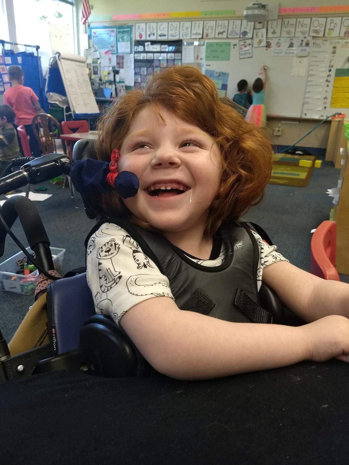 Luella Mason-Estes smiles during class at Carl Cozier Elementary School in Bellingham during in the 2018-2019 school year.