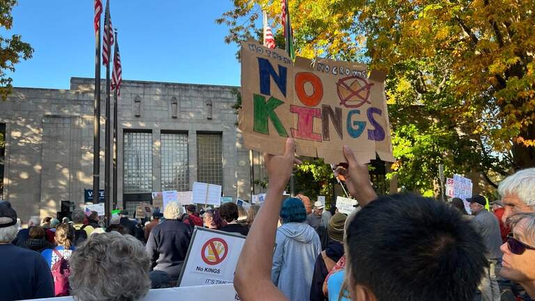 Hundreds in Bellingham rally to protect the right to vote during No Kings event