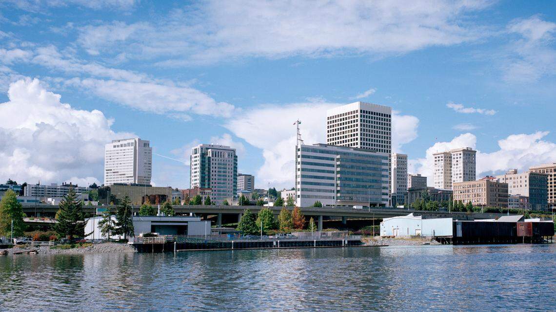 Downtown Tacoma, Washington viewed from the Thea Foss Waterway.