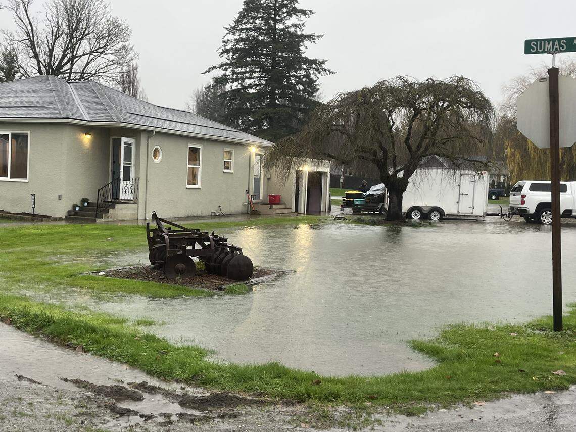Residential flooding in Sumas, Wash., on Dec. 10, 2025.