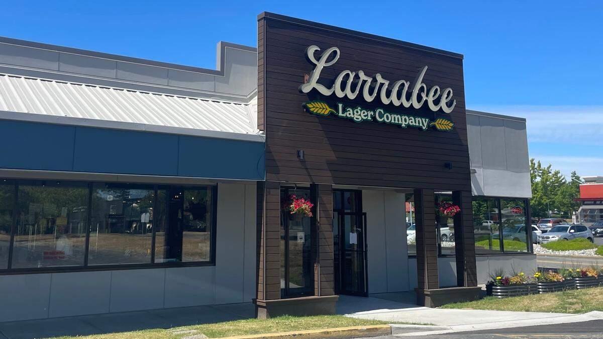 The exterior of Larrabee Lager Company in Bellingham, Wash. on Aug. 2, 2023.