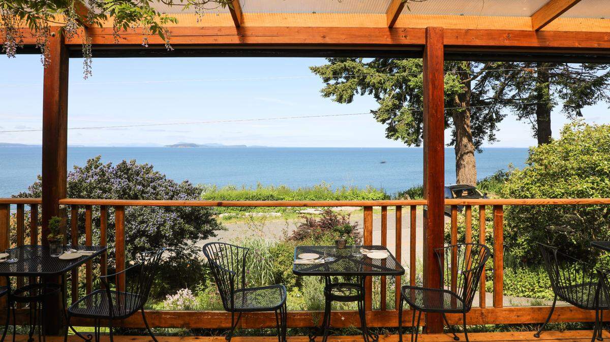 Rosario Strait is seen from The Willow Inn restaurant on Lummi Island. The property was donated to Bellingham nonprofit Lighthouse Mission Ministries in November of 2022 by Tim and Marcia McEvoy.