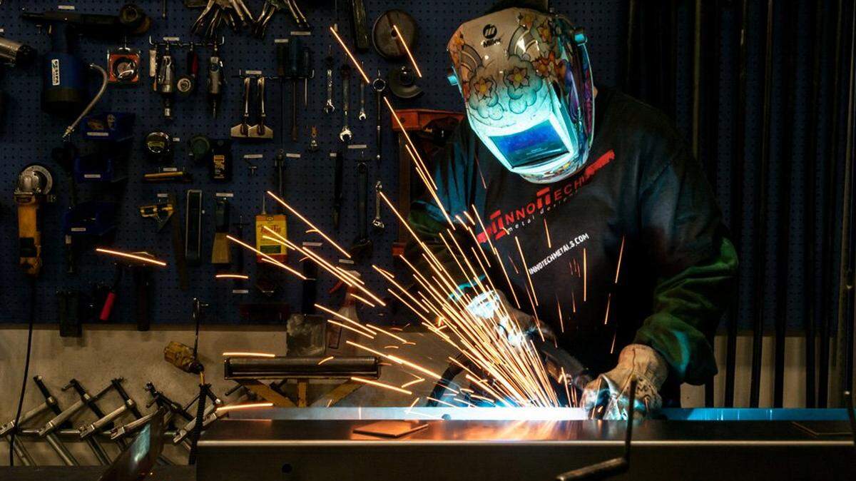 A worker welds the base to a stove at the Wood Stone Corporation manufacturing facility on West Bakerview Road in Bellingham in 2015. Wood Stone manufactures gas ovens used in restaurants and homes throughout the world.