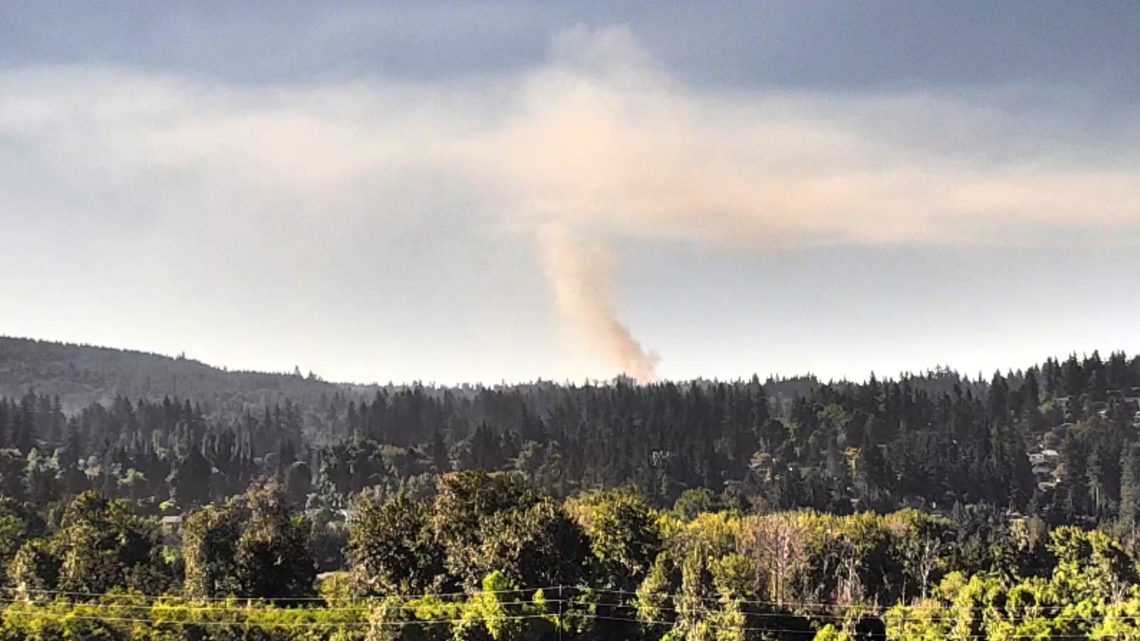 Smoke coming from the fire on Galbraith Mountain on July 18, 2023, will remain highly visible throughout the city of Bellingham.