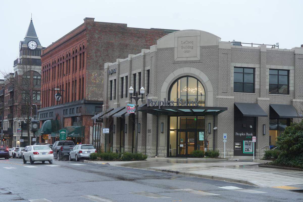 Peoples Bank’s new bank branch in the Fairhaven neighborhood on March 12, 2026, in Bellingham, Wash.