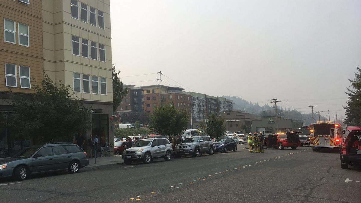 Bellingham Fire Department crews respond to a small fire in an apartment at Francis Place on Cornwall Avenue Wednesday morning.