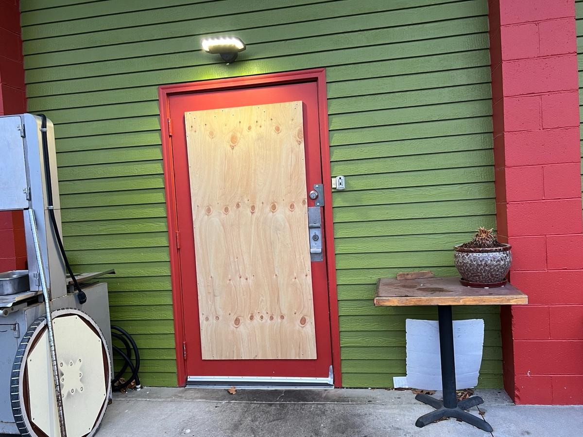 Burglars smashed a glass door at the Soy House restaurant.