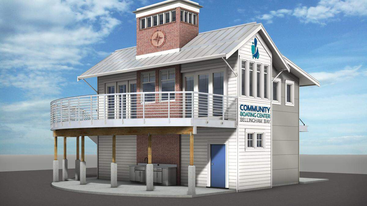 A rendering shows the planned Wheelhouse building on the site of the Community Boating Center in Bellingham, Washington. The building is expected to be complete in the spring of 2024.