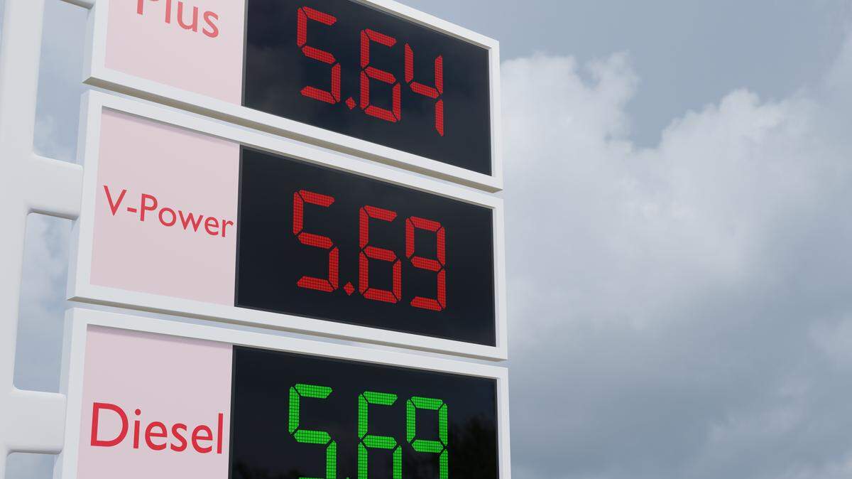 Information board with prices for gasoline. Fuel prices. 3D render.