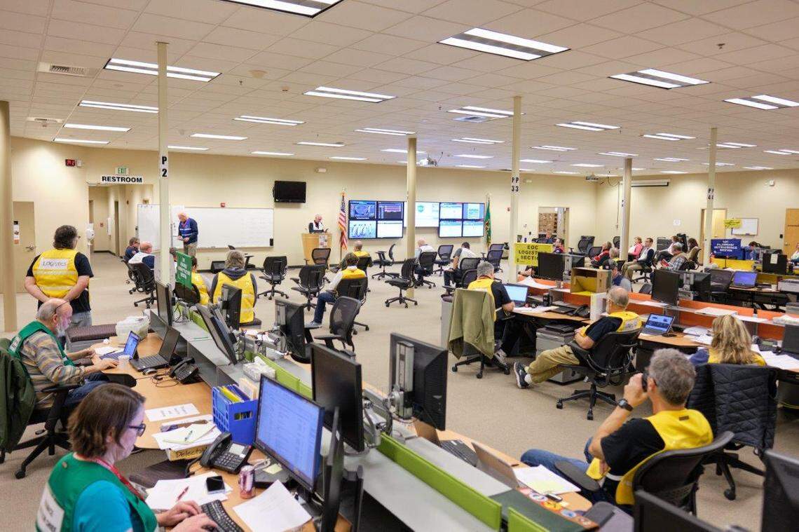 Whatcom Unified Command staff at the Emergency Coordination Center March 20. Whatcom Unified Command has the power to make decisions regarding coronavirus pandemic response after taking recommendations from a policy group of local elected leaders.