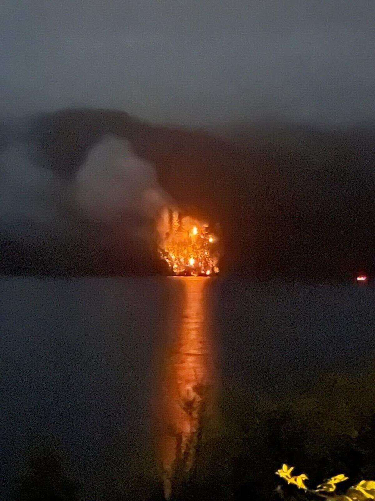Lawson Earl of LaConner took this shot of the fire during the early morning hours Tuesday.