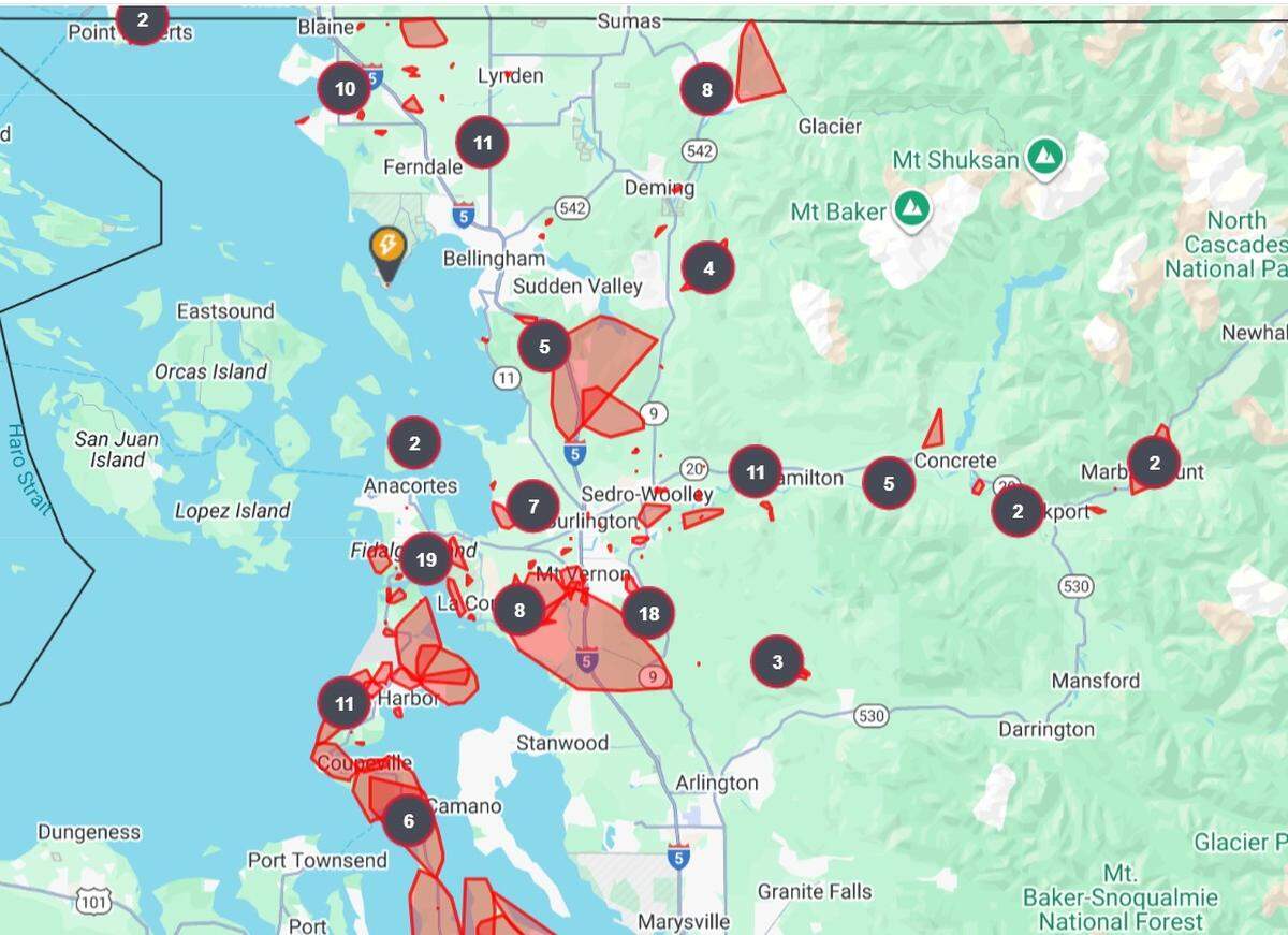 Power outages were widespread across Western Washington in the wake of a windstorm on Wednesday, Dec. 17, 2025.