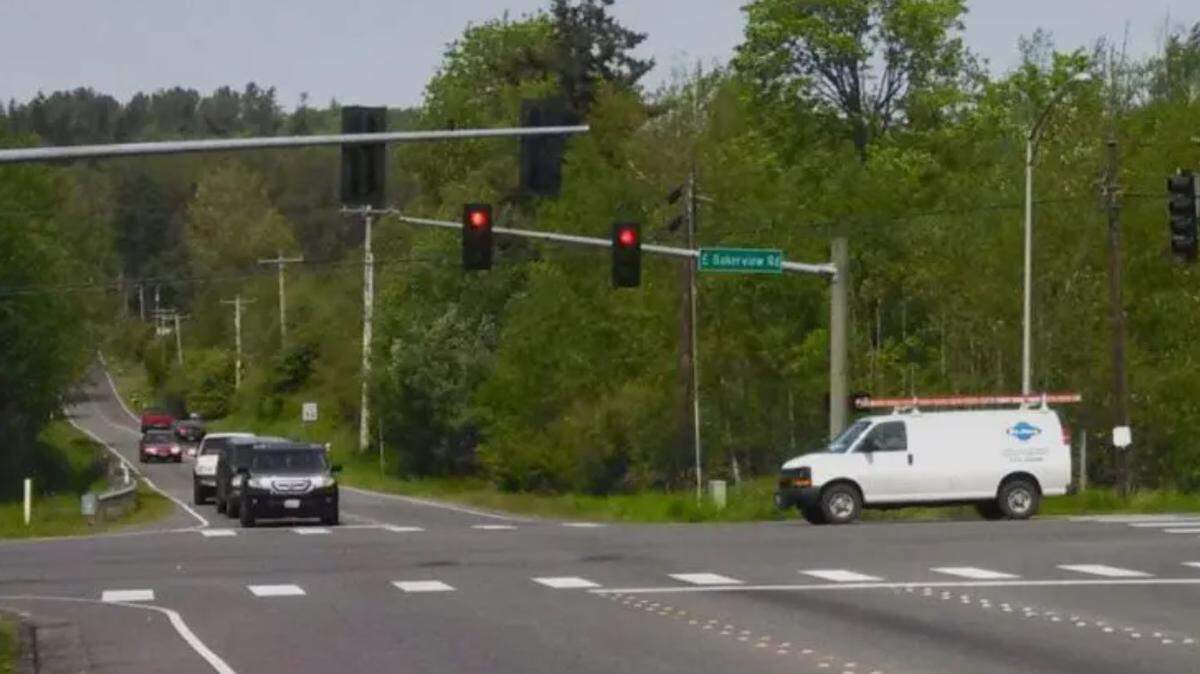 The intersection of James Street and East Bakerview Road in Bellingham.
