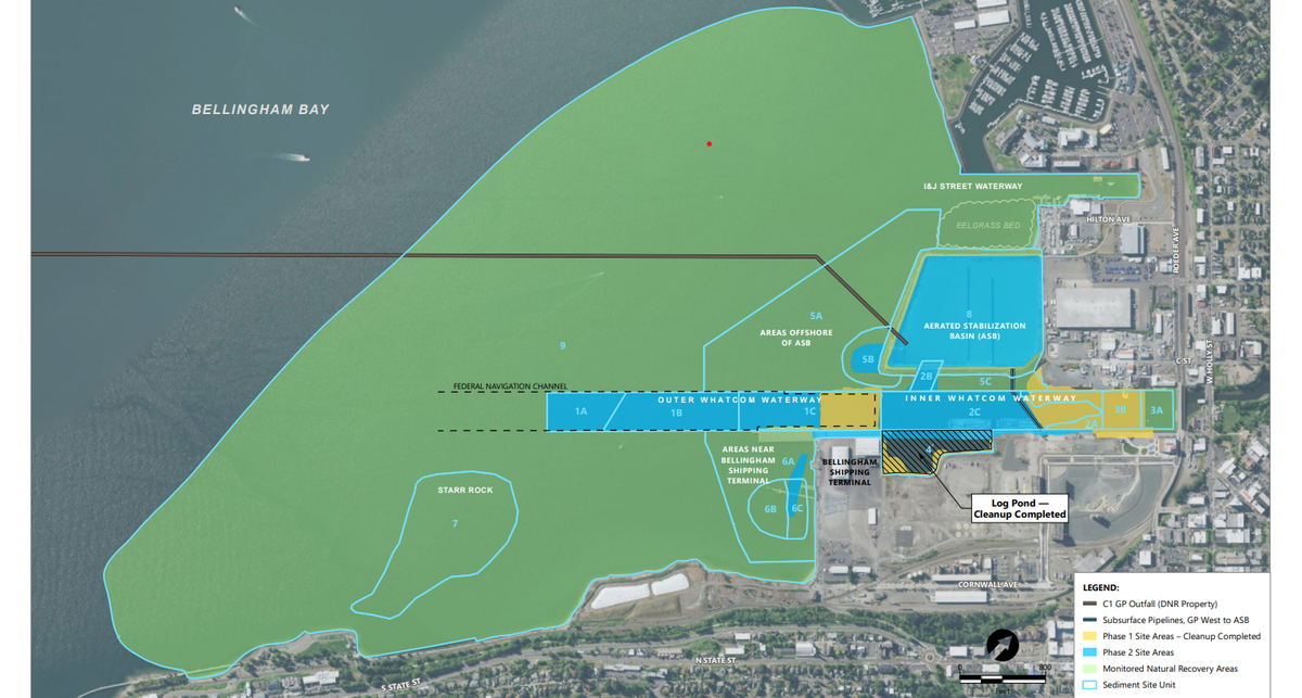 The Bellingham Waterway has been split into sections and two phases for cleanup.
