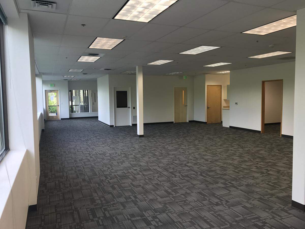The entryway and lobby of the former Ryzex Inc. building in the Cordata area of Bellingham.