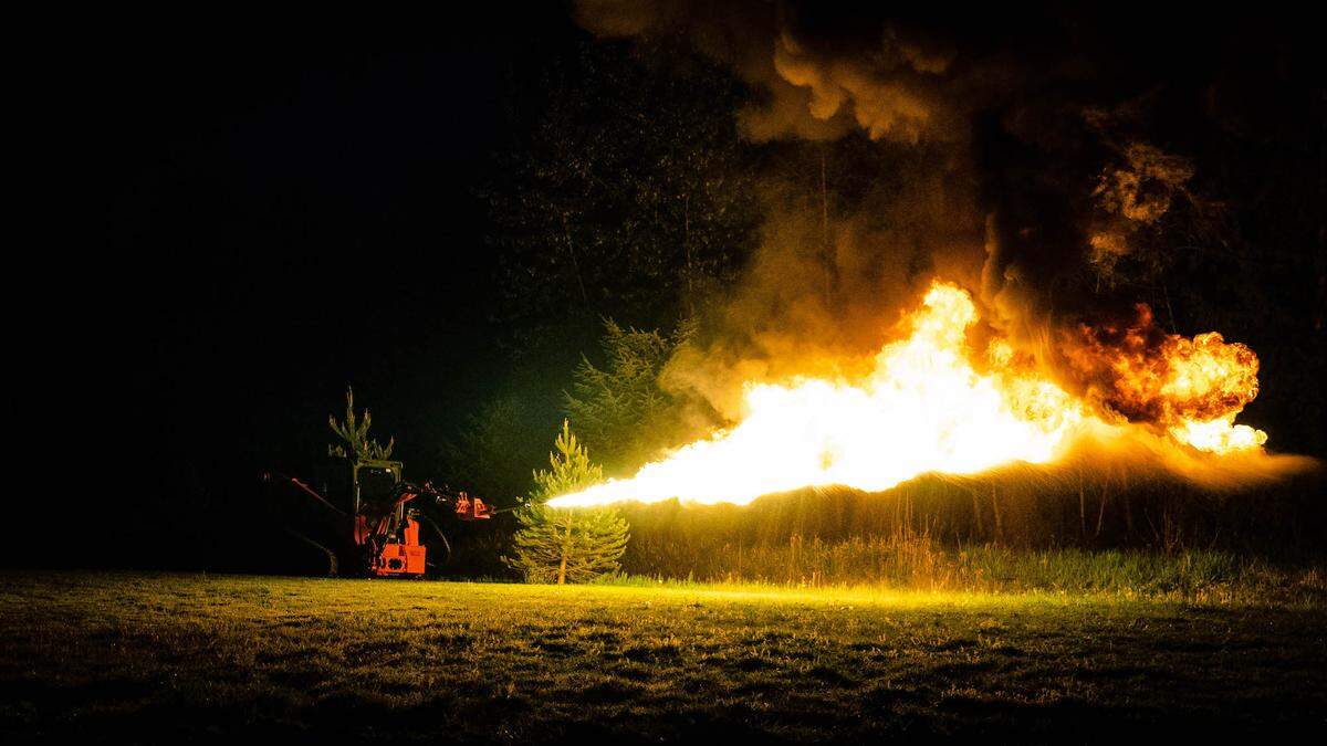 Bellingham equipment manufacturer Eterra announced in a press release the launch of what it's calling the "World's First Ever Skid Steer Mounted Flamethrower."