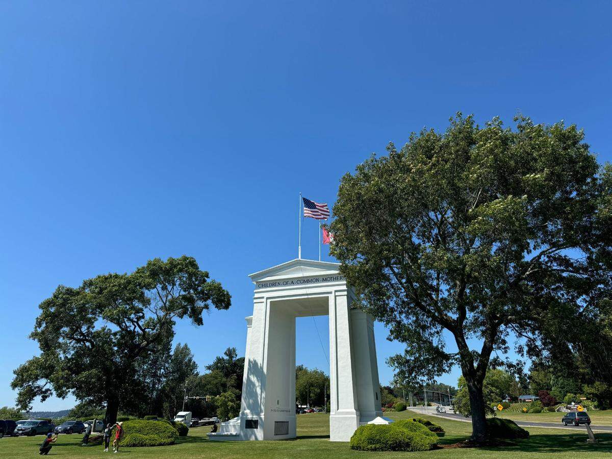 The Peace Arch on Friday, July 12, 2024 at Peace Arch Historical State Park at 19 A Street in Blaine, Wash.