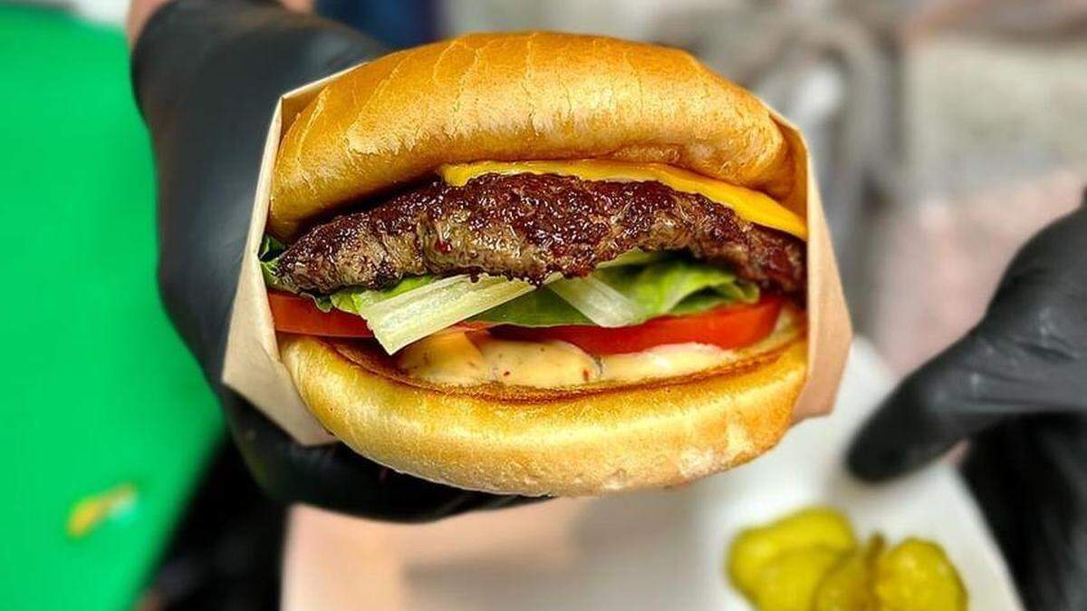 A hamburger from Doug’s Burgers, a Bellingham-based food truck.
