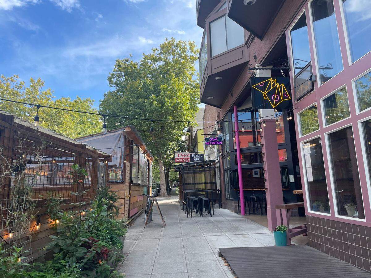 The Foxhole Lounge and Goat Mountain Pizza Co. in downtown Bellingham.