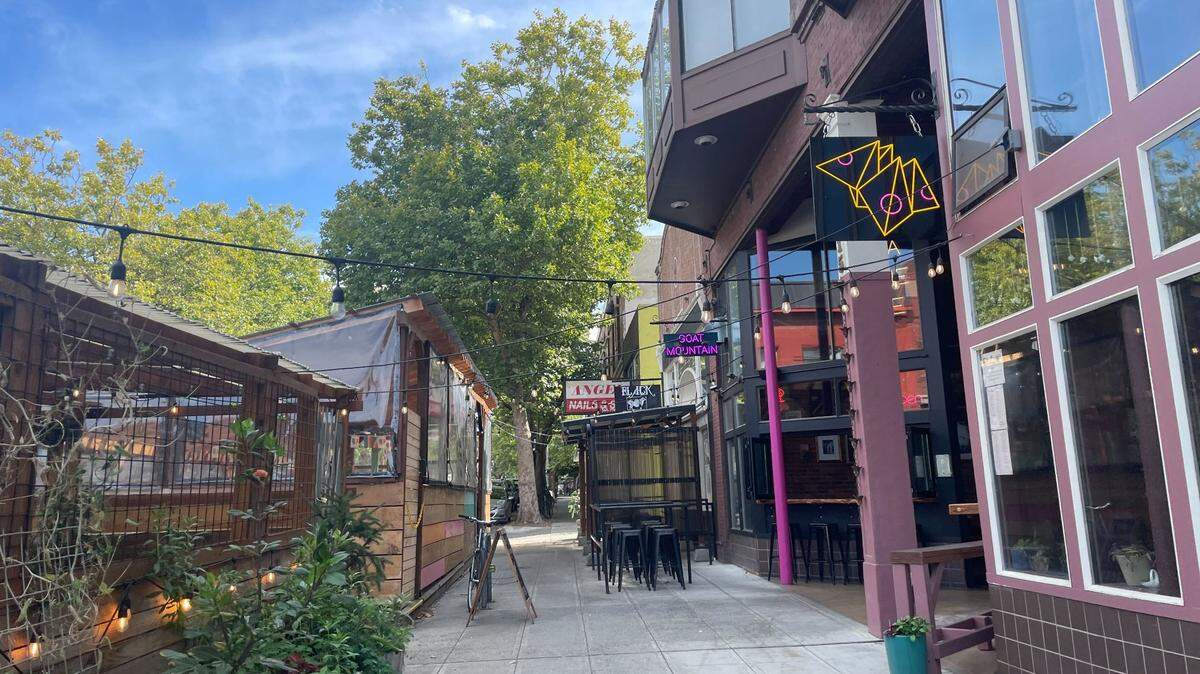 The Foxhole Lounge and Goat Mountain Pizza Co. in downtown Bellingham.