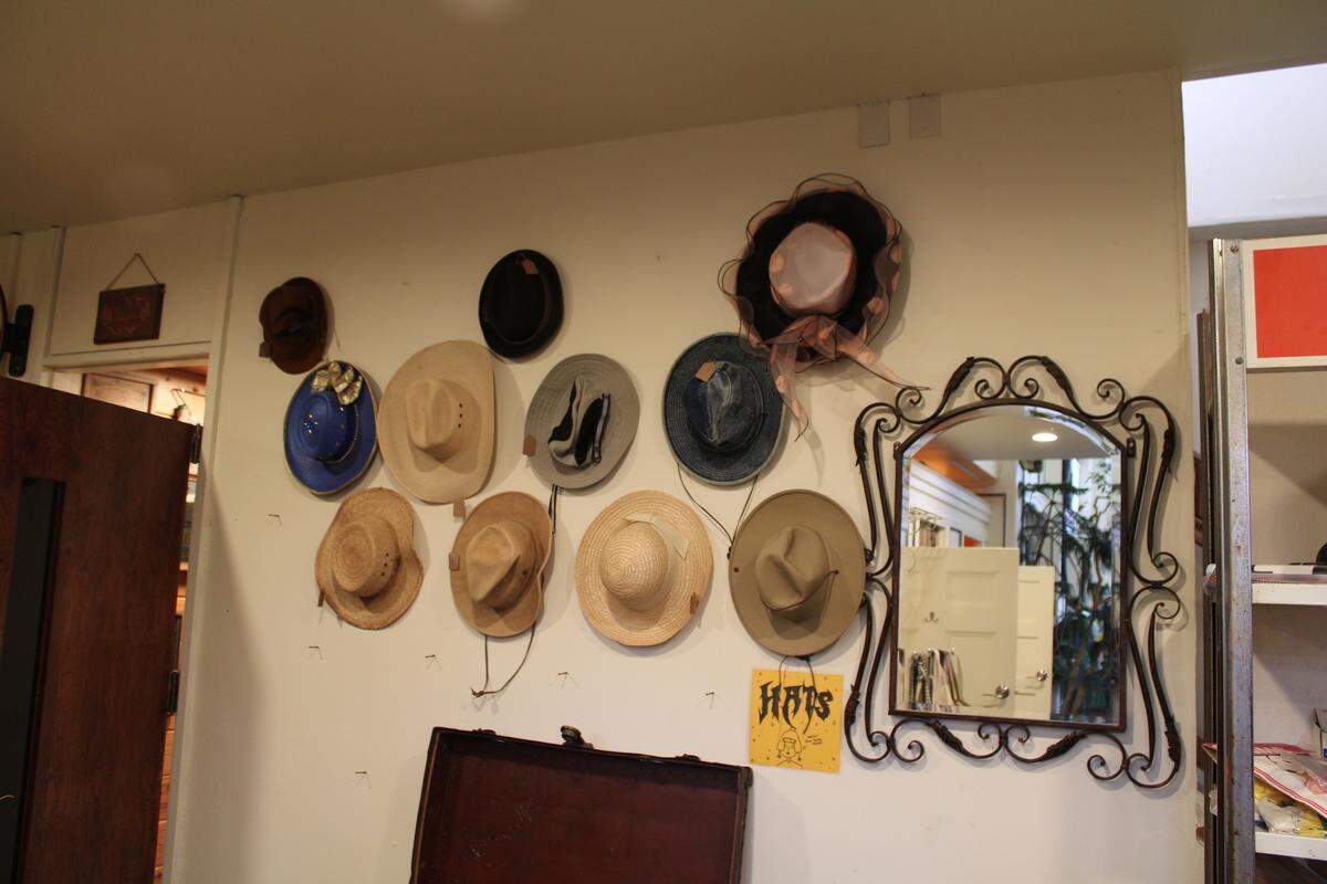Hats for sale at Worn Again Thrift in Bellingham.