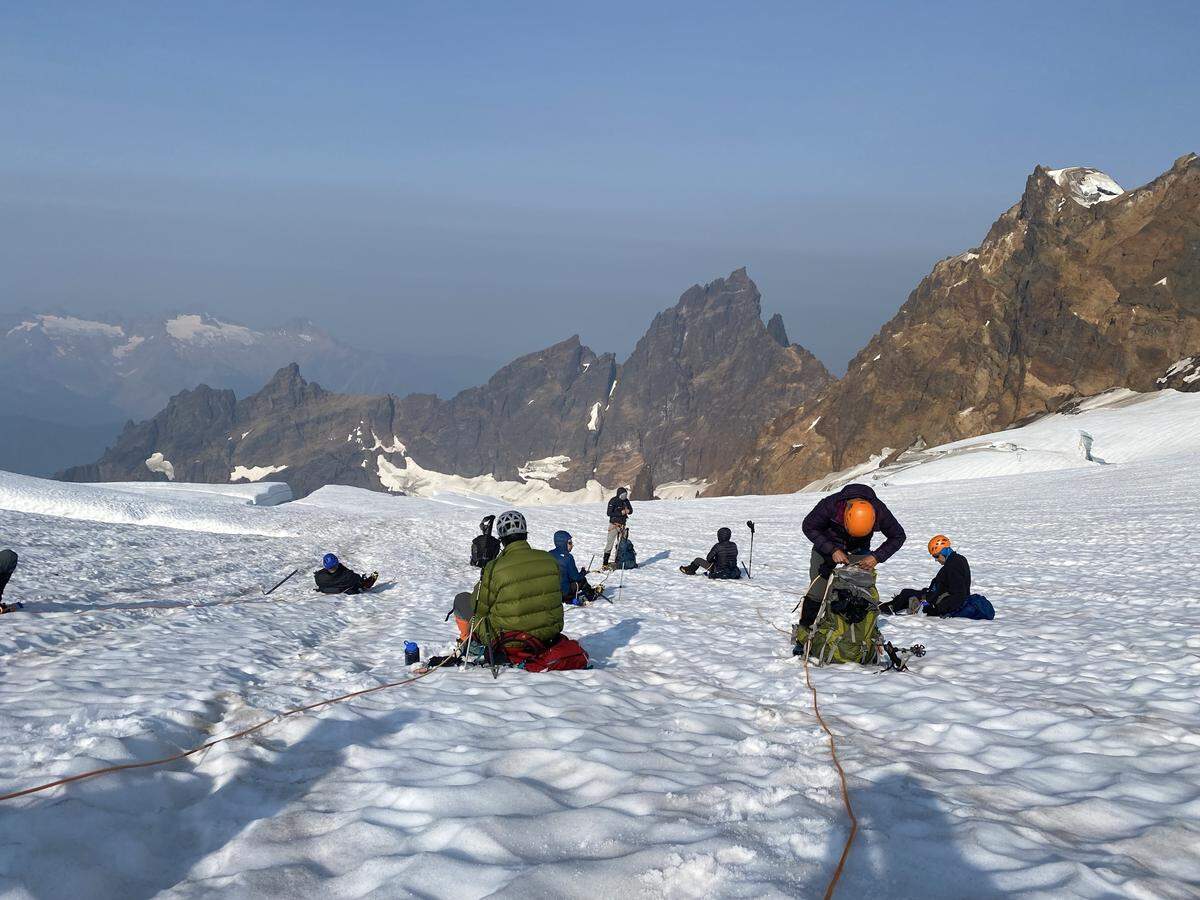 Climbers on Mount Baker Thursday, Aug. 12, were part of a group with Northwest Alpine Guides of Sammamish, Wash.