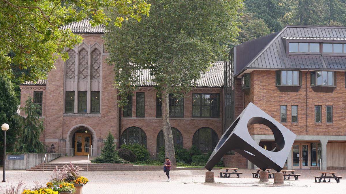 The Skyviewing Sculpture in Red Square on the Western Washington University campus in Bellingham.