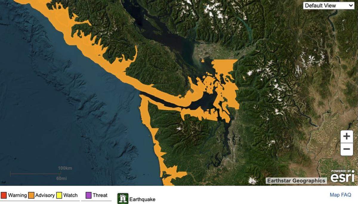 The coast of British Columbia and Washington was under a tsunami advisory Tuesday night, July 29, after an 8.8 magnitude earthquake struck near the coast of Russia.