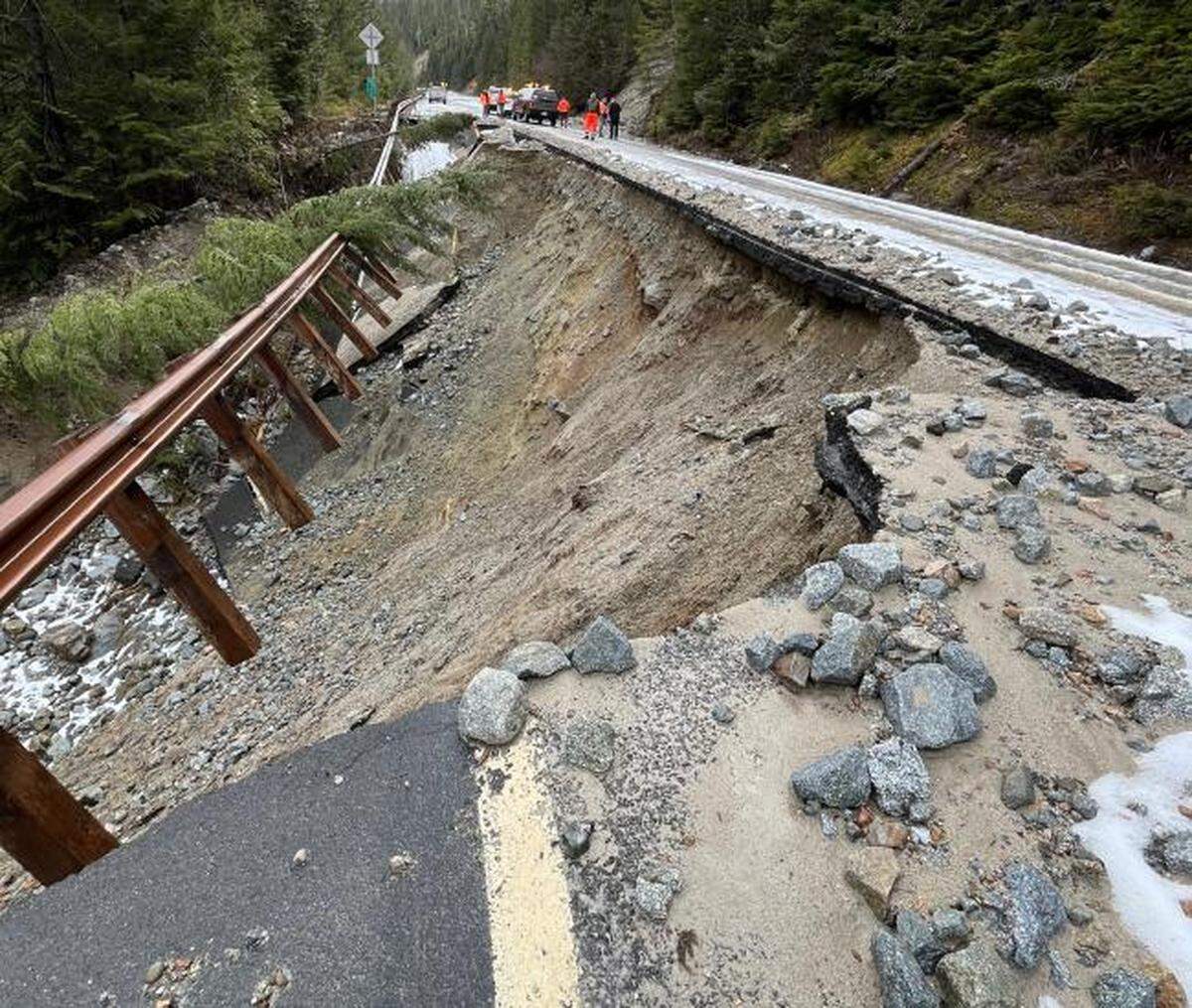 Heavy rainstorms in December caused runoff that blocked culverts and undermined sections of Highway 20 between mileposts 142 and 146. Crews will soon begin repairs along this section of the North Cascades Highway.