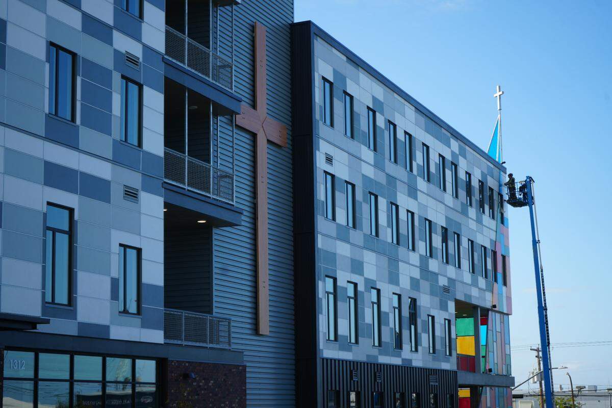 The Lighthouse Mission’s newly built homeless shelter and services center at 1312 F Street.