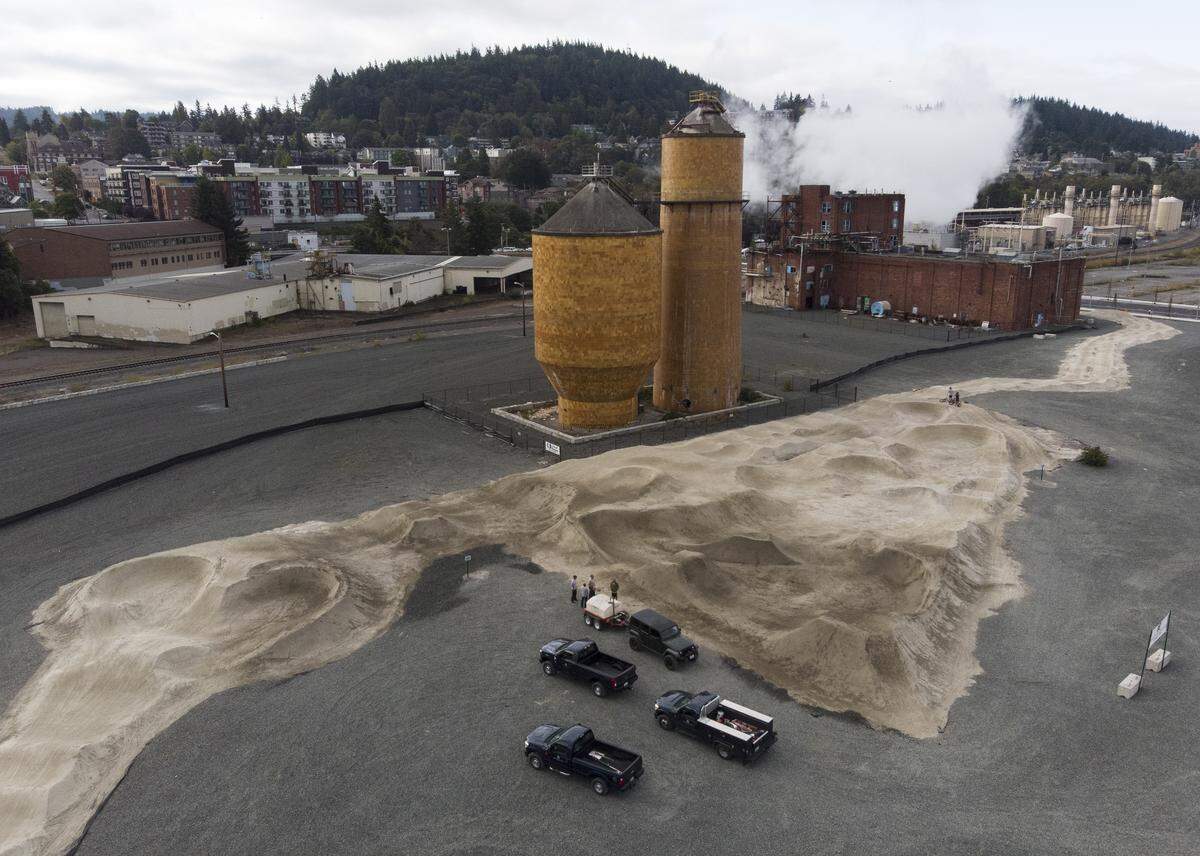 Bellingham’s waterfront pump track opened to riders on the old Georgia-Pacific property in Bellingham, Wash., Monday, Sept. 2, 2019.
