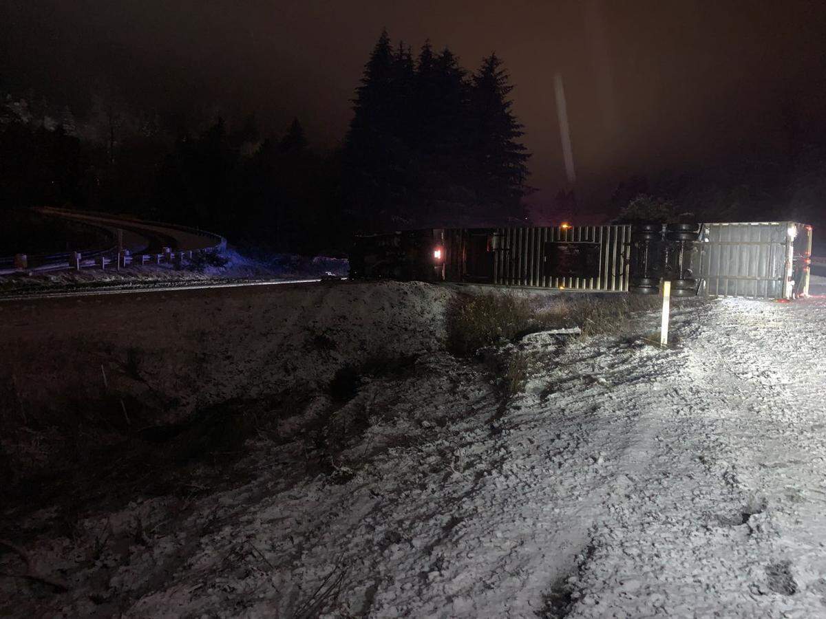 All lanes of southbound Interstate 5 south of Bellingham were closed early Wednesday, Nov. 30,because a semi-truck was on its side, backing up traffic for several miles.