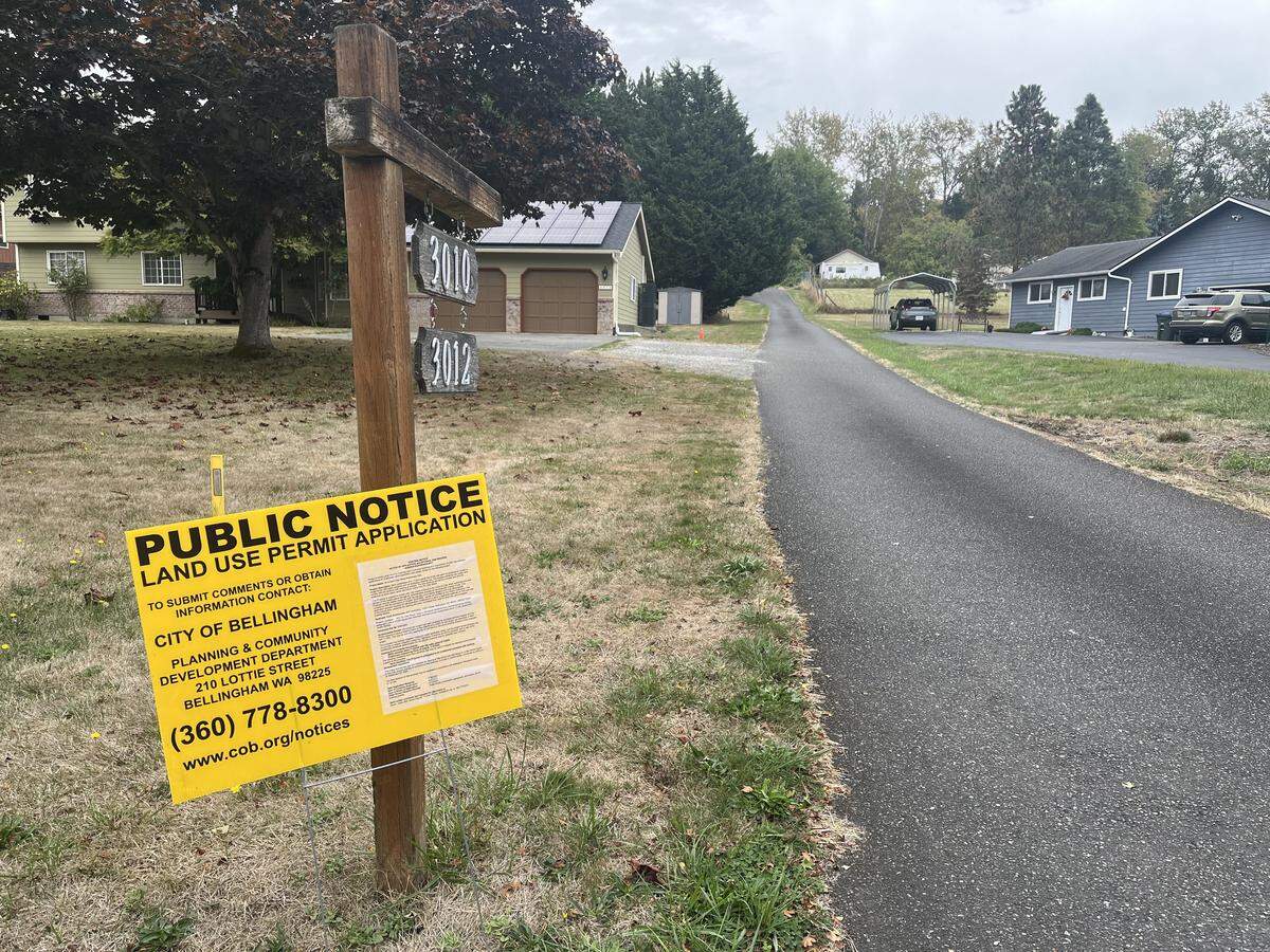 A notice was posted at 3010 St. Clair Street on Sept. 25 to notify neighbors in the Roosevelt neighborhood of a proposed 18-unit infill housing project.