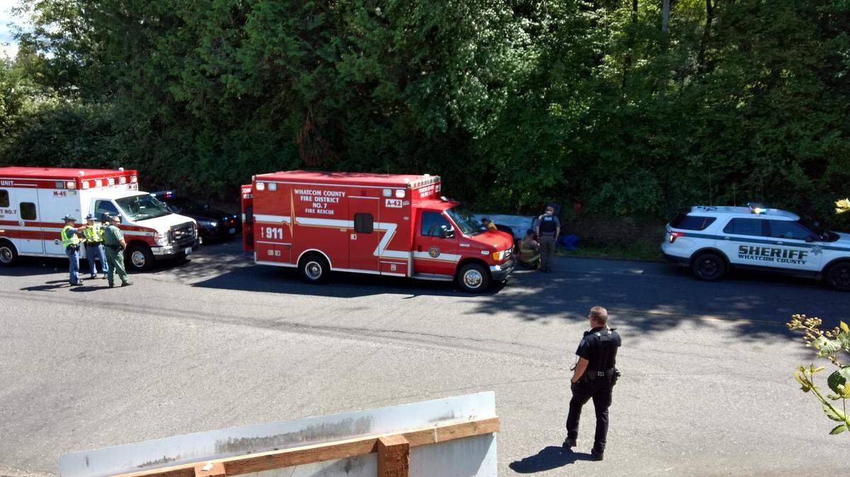 Law enforcement and rescue workers are on the scene of a T-bone crash at the intersection of Slater Road and LaBounty Drive about 2:30 p.m. Tuesday, south of Ferndale.