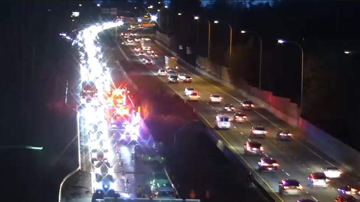A collision blocking the left lane of Interstate 5 northbound just south of Iowa Street in Bellingham has created a 3-mile backup on the freeway Friday night, Jan. 6.