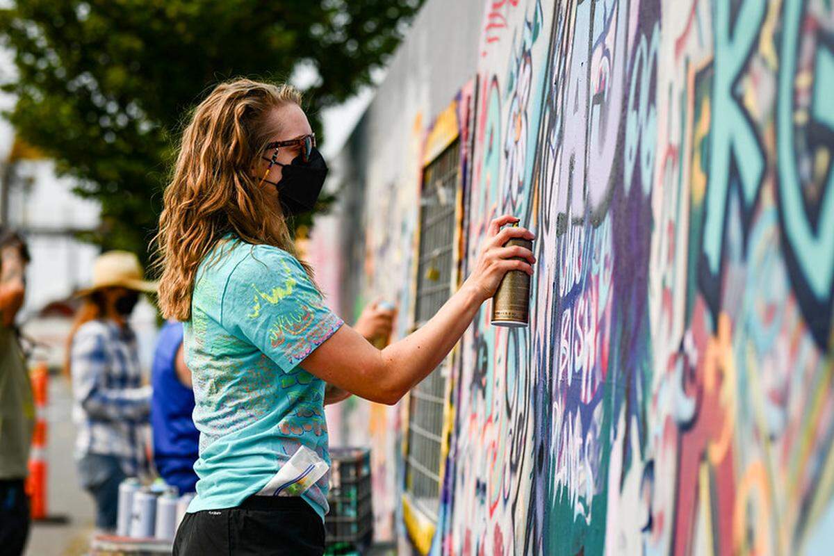 A photo from the 2023 Noisy Waters Mural Festival in Bellingham, Wash.