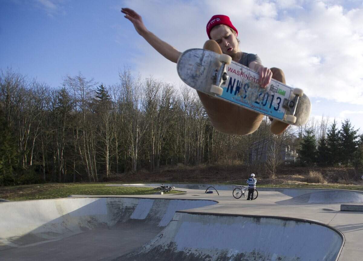 A skateboarder rides at the Bellingham, Wash., skatepark in 2014.