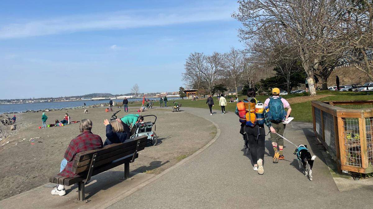 Walkers and others enjoy the sunshine Friday, March 17, at Boulevard Park in Bellingham. WorldAtlas, an online geography and travel resource, included Bellingham in its listing of the 11 most beautiful cities in the Pacific Northwest.