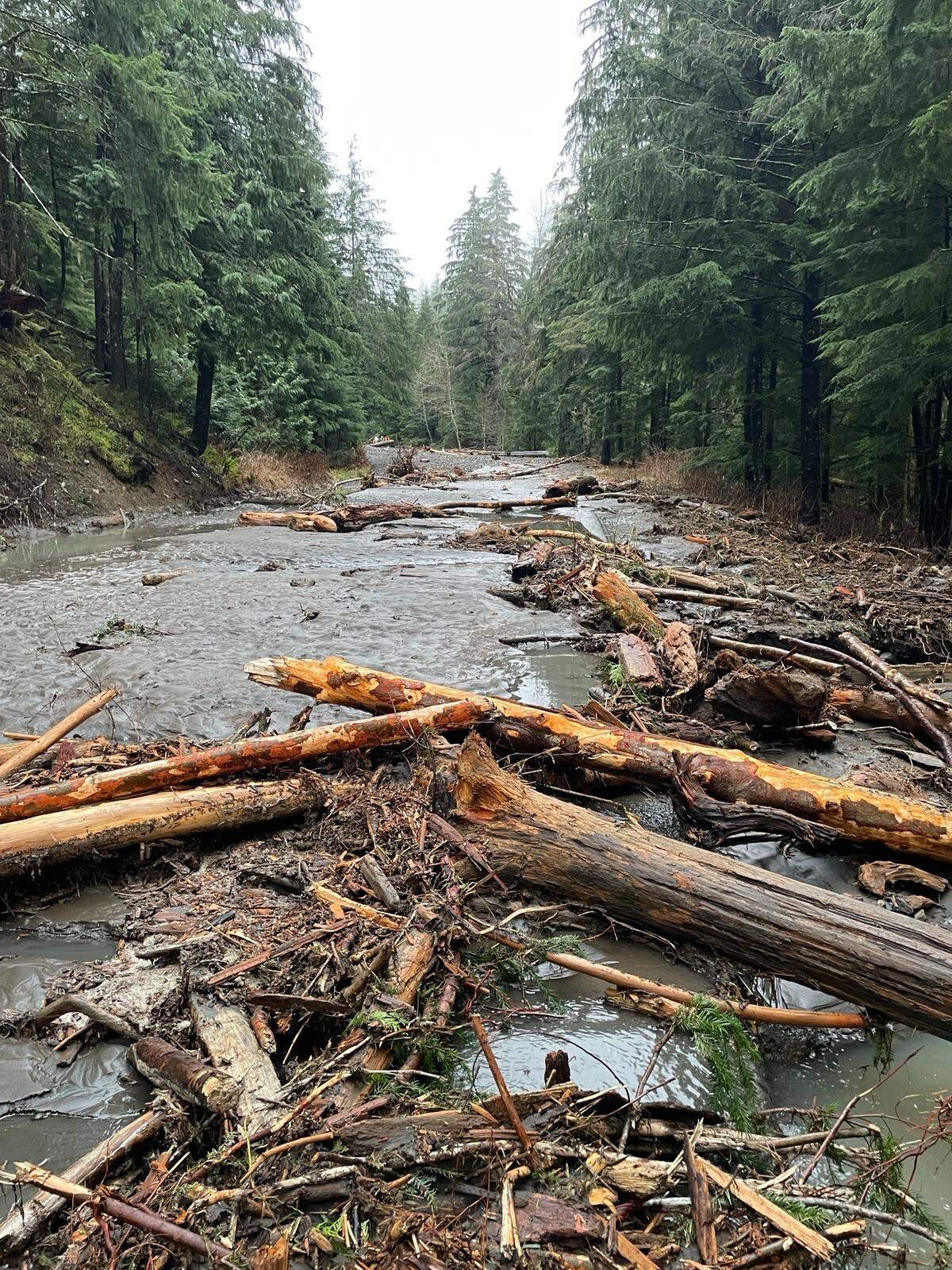 Slides closed Mount Baker Highway (State Route 542) from milepost 35.6 to 43.5 on Dec. 12, 2025.