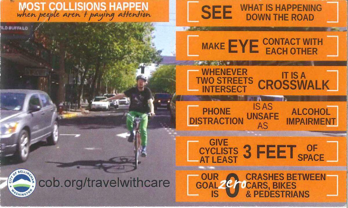 For several months, Bellingham drivers received this warning card when they were stopped for failing to yield to a pedestrian. Now they're getting tickets, police said.