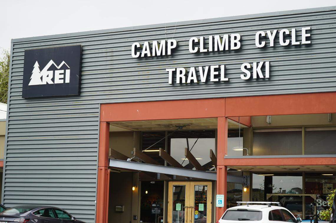 The REI Co-op is located at 400 36th St. in Bellingham, Washington. Its employees announced May 1, 2023, that they filed with the National Labor Relations Board to form a union.