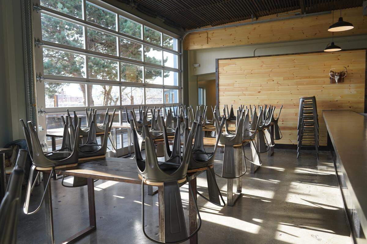 The light shines into Structures Brewing at its newly renovated second location on Thursday, March 9, 2023, at 601 W. Holly St. in Bellingham, Wash. 