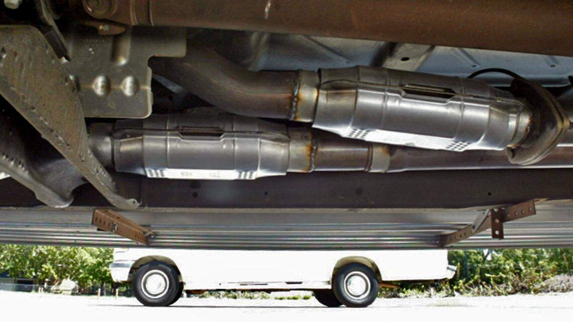 Catalytic converters are located on the undercarriage of vehicles, and are sought by thieves because they contain precious metals.