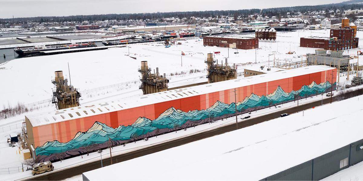Gretchen Leggitt’s Encogen Mural in Bellingham inspired the idea of Hydrascape Stickers.