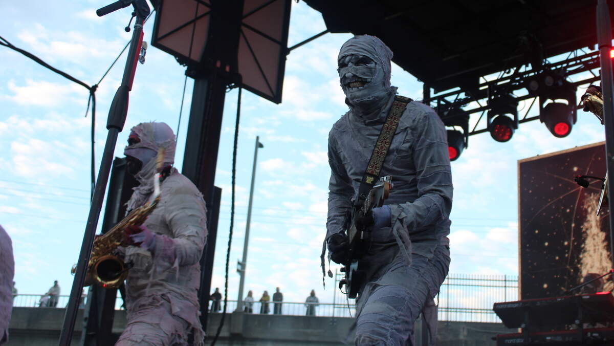 Here Come the Mummies perform on the Main Stage at Northwest Tune-up on Saturday.